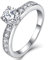 YL Verlobungsring für Sie 925 Sterling Silber Schliff 5A Weißer Zirkonia Ring Breites Solitärband Schmuck Geschenk für Damen(Größe 54)