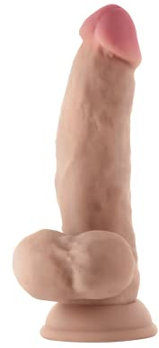 Shaft Model N 19,05 cm Liquid Silicone Dong With Balls Pine Flesh