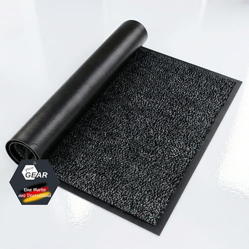 your GEAR Schmutzfangmatte Grau 90x60 cm – rutschfeste Fußmatte waschbar – Sauberlaufmatte für Innen & Außen – Robuster Fußabtreter mit Gummirand – Flach & Saugstark
