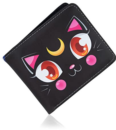 Roffatide Anime Sailor Moon Geldbörsen Kunstleder Slim Bi-Fold Mehrzweck Luna Cat Wallet