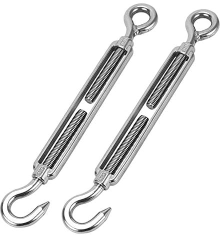 OULVLIFE Tenditore M10 in Acciaio Inossidabile 304, Tenditori per Funi Metallici Regolabili Ganci per Impieghi Pesanti 2 Pezzi per Tenda di Installazione, Appendere La Casa, Filo da Giardino, Ecc.