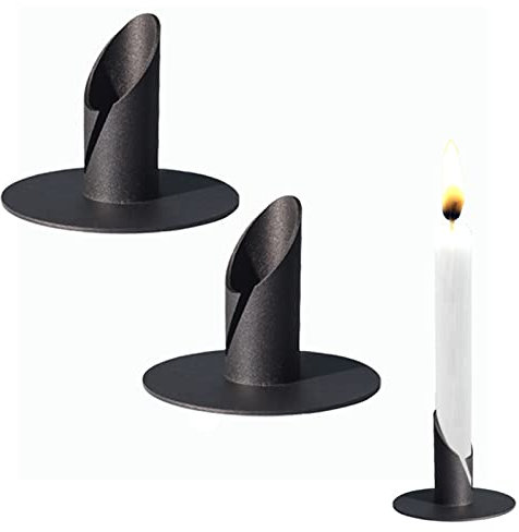 2 Stück Kerzenständer, 2,5cm Schwarz Kerzenständer, Candlelight Dinner Kerzenhalter, für Wohn, Esszimmer und Schlafzimmerdekoration Kamindekoration