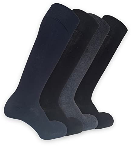 4 PAIA Calze Uomo Lunghe Sanitarie in Caldo Cotone, Elastiche Morbide Senza Polsino, Rimagliate, Invernali, Comfort Circolazione, Made in Italy (40-46, Dark (Scuri))