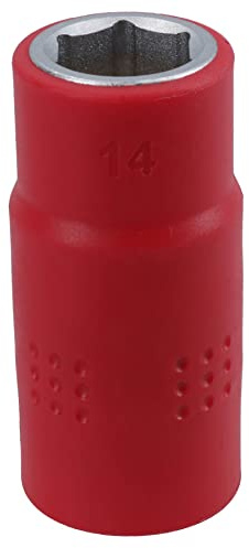 14mm 1/2in Drive VDE Insulated Shallow Metric Socket 6 Sided Single Hex 1000 V