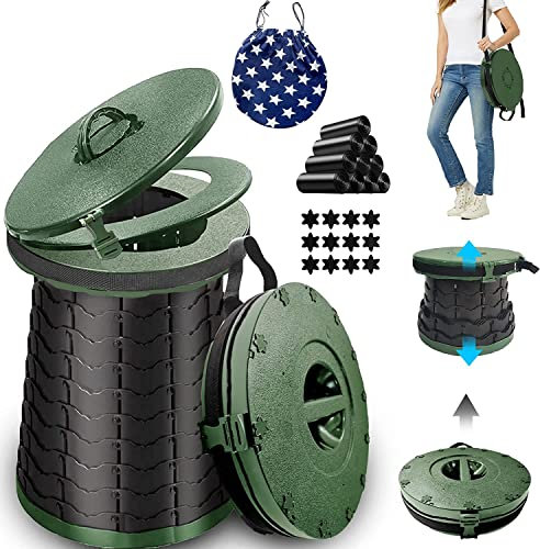 ALEVMOOM XXL Portable Toilets for Adults,Capacity 880lbs,19.7 H Adjustable Camping Toilet with Toilet Bags,Foldable Porta Potty for Camping, Hiking,Campervan,Travel,Car