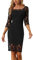 Allegra K Lace Dress for Women Elegant 3/4 Sleeve Square Neck Bodycon Cocktail Dresses Black XS