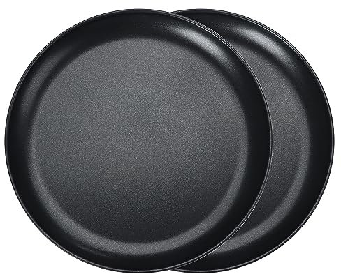 Herogo Pizzablech 2er Set, ∅ 30 cm Rund edelstahl pizzaform mit Antihaftbeschichtung, Schwarz backblech ofenblech für Backen, Gesund & Langlebig, Gleichmäßige Hitze & Leichte Reinigung