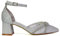 Womens Wedding Shoes Block Low Heel Ladies Ankle Strap Pointed Toe Sparkly Diamante Trim Silver Bridal Evening Party Court Shoes 3