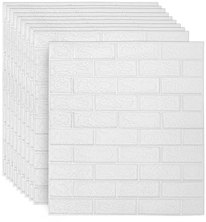 Sonnewelt Papier peint 3D autocollant - Lot de 50 panneaux muraux 3D - 77 x 70 cm - En mousse de polyéthylène - Étanche - Aspect pierre - Pour salon - Blanc