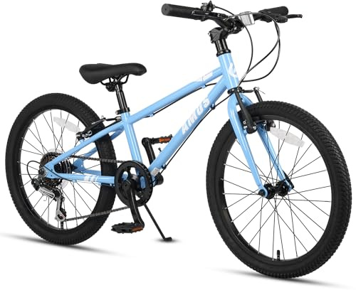 Glerc AMOS 16/20 Zoll Kinderfahrrad für 4-9 jährige Jungen, Mädchen und Teenager, mit Doppelhandbremsen & Kickständer, 6-Gang-Antrieb (20-Zoll-Modelle), Verstellbarer Sitz, Farbe: Schwarz, Blau, Rot
