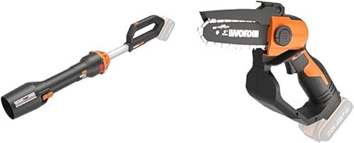 WORX - Pack Petits Prix Jardin - Souffleur de Feuille - 209km/h, 696 m³/h + Mini Tronçonneuse sans Fil 20V - Lame de 12cm - WG543E.9 & WG324E.9 (Livré sans Batterie ni Chargeur)