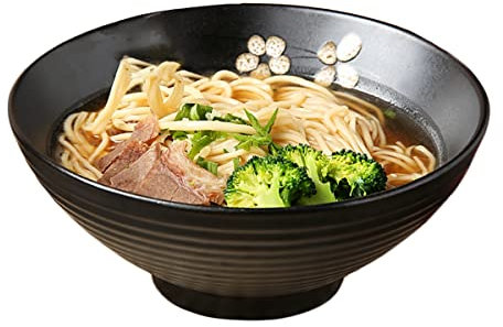 BGFYUSF Bol Ramen Bol à Soupe en céramique Noire, Bols rétro en Porcelaine, Bol de Service fileté de 8 Pouces pour Soupe, céréales, Riz, Udon Soba