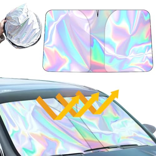 ZJILIXIA Sonnenschutz Für Auto Frontscheibe Innen, 135x65cm, Modern, Gewebe, Klettverschluss, Personenkraftwagen, Auto, Geländewagen