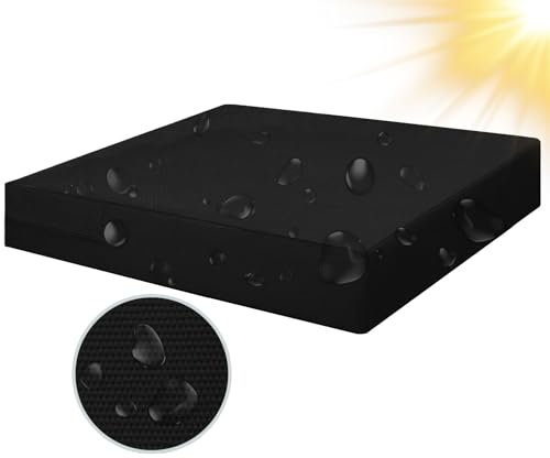 SYLC 100% Wasserdicht Draußen Bezüge Für Gartenpolster Rattan Sitzkissenbezug Mit Reißverschluss Terrasse Auflagen überwürfe Maßgeschneidert (55×55×10 cm,Black)