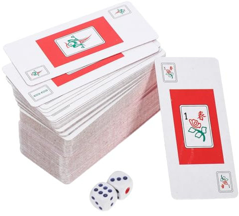 WOONEKY Tragbares Mahjong-Kartenspiel chinesisches Mahjong-Spielkarten-Mahjong-Kacheln-Set Reiseanzug
