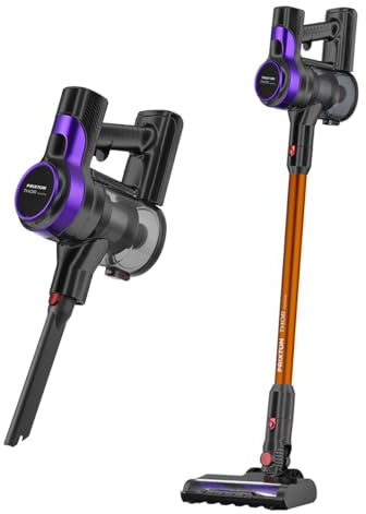 PRIXTON Aspirador Vertical Inalámbrico Thor Cyclone, Filtro HEPA, Potencia 150W Regulable a 2 velocidades, Batería Extraíble de Alta Duración, Accesorios incluidos