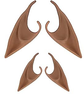 2 Paar Elfenohren Feenohren Set kurz und lang Cosplay Elfenohren Braun Elfenohren für Frauen Halloween Party Party Dress Up Kostüm Halloween Cosplay Zubehör für Halloween Weihnachten