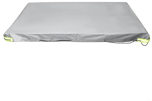 Lona impermeable para remolque, 183 x 125 x 3 cm, cubierta resistente para remolque de coche con correas retráctiles, cubierta para autocaravana, cubierta de remolque de viaje (gris)