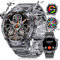 Smartwatch Herren Militärische mit Telefonfunktion 500mAh Langer Akkulaufzeit AMOLED Bildschirm IP68 Wasserdicht 100+ Sportmodi Schrittzähler/Herzfrequenz Smartwatch für iOS Android Handy