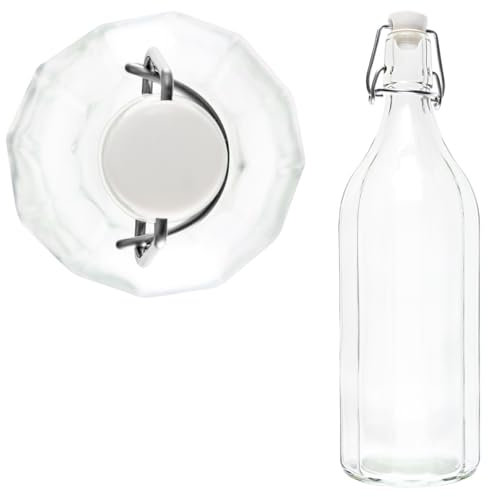 EDEL KRAUT I Glasflasche 1 Liter mit Bügelverschluss 1 x 1l - Bügelflasche aus deutscher Glashütte - 12 Kantflasche - leere Flasche zum befüllen - geeignet unter anderem zum lagern von Schwedenbitter