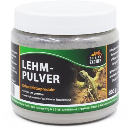 Terra Exotica Lehmpulver für Terrarien 800 g weiß, rot, gelb oder braun – Natürlicher Bodengrund-Zusatz für Reptilien, Amphibien & Wirbellose – Ideal zum Mischen mit Sand oder Erde (Anthrazit)