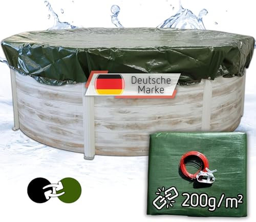 poolomio® Winter Abdeckplane für Pool rund 500-540 cm | Pool Winterabdeckung, Winterplane, Poolabdeckung rund 200g/qm, grün/schwarz