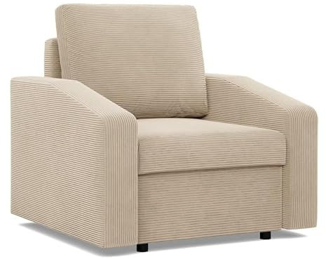 Mebligo - Sessel Wohnzimmer 92 x 83 x 85 cm NEO Kollektion, Lesesessel Bequem, Langlebig und Abriebfest, Loungesessel Wohnzimmer, Sessel Schlafzimmer, Gemütlicher Sessel, Beige