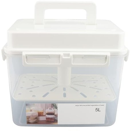 5L Gärungslagerbehälter, Kimchi Behälter, Sauerkraut Gärungs- und Lagerbehälter mit Versiegeltem Deckel, Probiotische Gärungsgurken Gärungsbehälter mit Griff