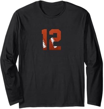Number 12 - Minimalist American Football Jersey Numbered Long Sleeve T-Shirt