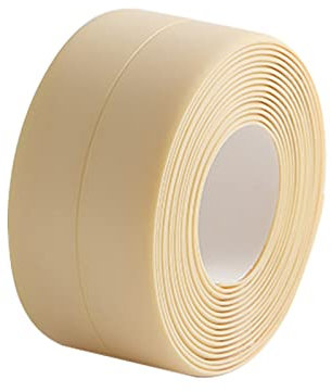 Nastro sigillante per parete della vasca da bagno, nastro sigillante in PE, autoadesivo, impermeabile, striscia decorativa per cucina, bagno, doccia, toilette, soffitto della parete (beige, taglia
