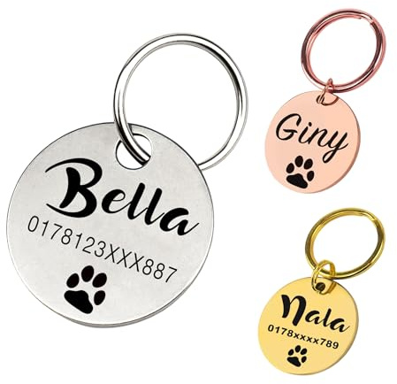 Etiquetas de Chapa Identificativa Perro y Gato de Mascotas Personalizada | Grabada Chapita para Placa Identificativa Collar Perros Accesorios | Dog Tags Personalized Engraved