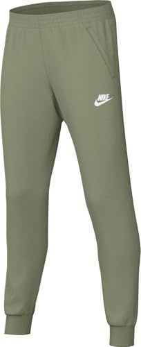 Nike Sportswear Club FD3008-386 Pantalon de Jogging en Polaire pour Enfants Plus âgés, Vert Huile/Blanc Taille M
