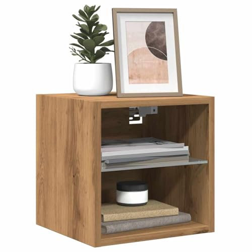 LAPOOH TV-Wandschrank mit LED-Leuchten Artisan-Eiche 30x28,5x30cm, Tv Board, Tv Lowboard, Tv Tisch, Fernsehschrank, Fernsehtisch, Kommode, Sideboard Wohnzimmer, Tv Sideboard - 857674