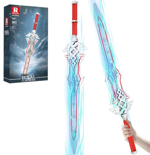 Reobrix Schwert-Bausets für Erwachsene, Cooles Royal Claymore 99015 Sammler-BAU- und Ausstellungsmodell, Cosplay-Spielzeugschwert im Anime-Stil, Heimbüro-Dekoration (981 Teile)