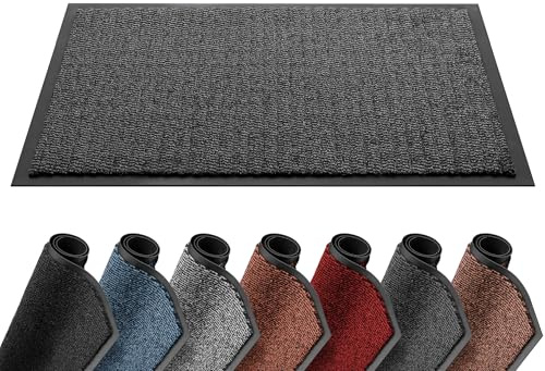 Lexell Door Mat, Indoor Heavy Duty Barrier Mat, Dirt Trapper Entrance Rug, Non Slip Rubber Backing, Super Absorbent Washable Floor Mat for Home, 120cm x 180cm, Anthracite