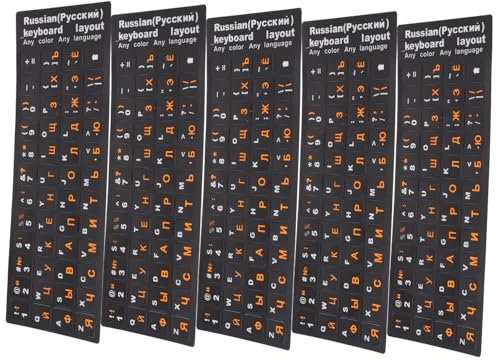 OSALADI 5sheets Russian Keyboard Stickers Background Letters Easy to Install Keyboard Labels for Laptops and Desktops Fade-resistant for Learning Russian