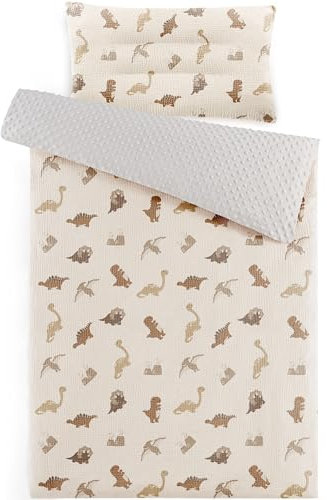 Susurration Musselin Kinderbettwäsche 100x135 Kissenbezug 40x60 cm aus Leicht und Komfortabel Bettwäsche Set für Baby Kinder(Dinosaurier)