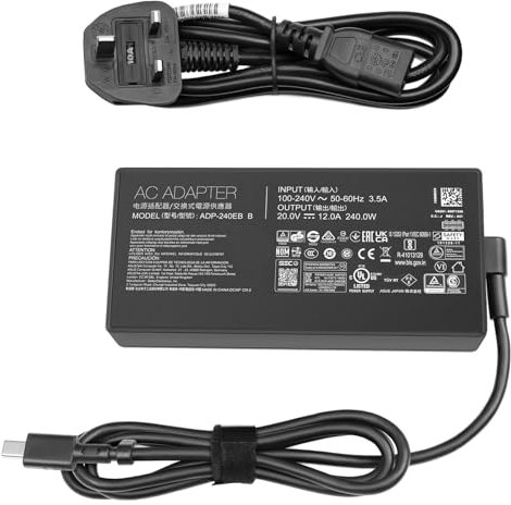 240W 20V 12A Charger for Asus ROG Zephyrus G16 GU605M GU605MY GU605MZ Asus TUF Gaming A16 FA608 FA608W Asus 240W ADP-240EB B Laptop Charger