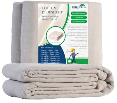 Pack Of 2 Heavy Duty Cotton Dust Sheets For Decorating Painting - Drop Cloths For Furniture, Floor Covering, Dust Covers Durable For Renovation & Construction Sheet (Natural, 6X3FT)