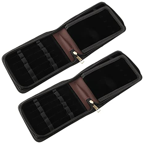 MVOSJFIE 2X Fountain Pen Roller Brown Leather Binder Case Holder Stationery for 12 Pens