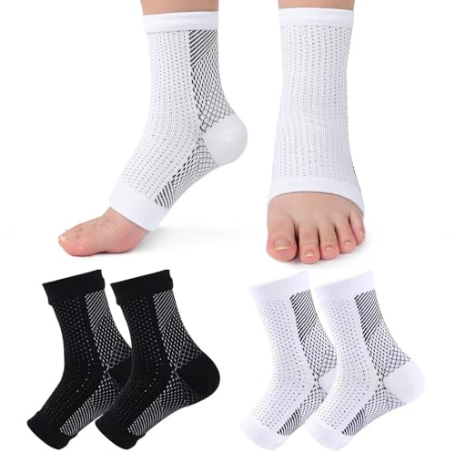 GEXINKEJI 2 Paar Orthopädische Kompressionssocken Plantarfasziitis Bandage Stützsocken Socken Ohne Zehen Plantar Fasciitis Kompressionsstrümpfe Plantar Fasciitis Socken für Herren und Damen XXL