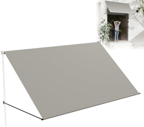 LZQ Markise Balkonmarkise 400x143cm, Beschattung mit UV-Schutz, Schattenspender Fenster 180g/m² Polyestergewebe, Balkonmarkise Aluminiumrahmen, Fallarmmarkise Einziehbar Wasserdicht, Grau