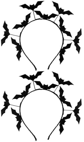 dinghaole Haarreif mit Fledermaus-Ohren, Schwarz glänzend, Halloween-Kostüm-Zubehör für Familien, Veranstaltungen und Partys, 2 Stück