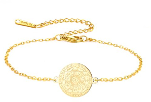 Amaxer Sieben-Erzengel-Siegel-Armband für Frauen Tetragrammaton Erzengel Schutz Religiöser Beschützer Edelstahl-Anhänger-Charm-Armband