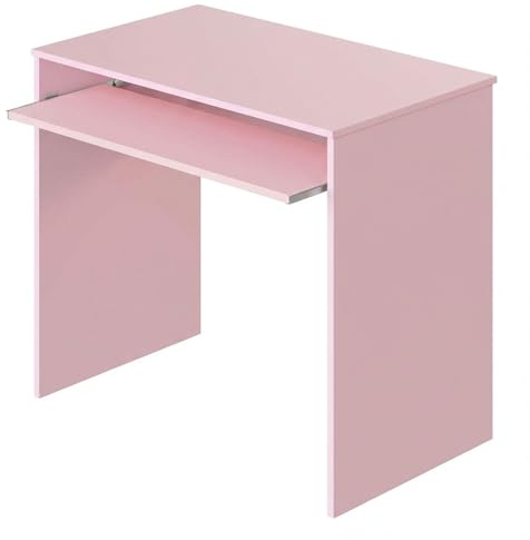Arreditaly Scrivania Per Cameretta Postazione Desk PC Studio Ufficio Design Moderno Con Piano Scorrevole Piedini ABS Ideale Per Studio Compiti E Lavoro Quotidiano 90 x 54 x 79 Cm (Rosa)