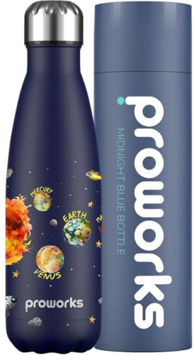 Proworks 500ml Stainless Steel Water Bottle | Double Insulated Vacuum Drinks Flask | 12 Hours Hot | 24 Hours Cold |Great for Sports, Home, Work, Gym & Travel | BPA Free