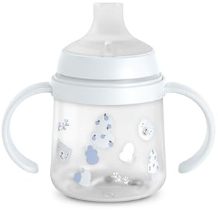 Suavinex, Biberon à Anses, Tasse Apprentissage Bébé avec Bec Souple en Silicone, Système Anti-Colique, Gourde Enfant avec Poignées, Antifuites, Passe Lave-Vaisselle, +6 Mois, 150 ml, Wild&Free Bleu
