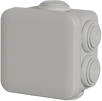 Schneider Electric Mureva Box Abzweigdose, Aufputz, 5 Stück, 7 Tüllen Durchmesser 20mm, IP55, grau, Artikelnummer ENN05032