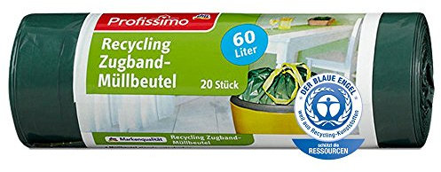 Profissimo Müllbeutel - 60 Liter (20 Stück) - Extrem Reißfest & Flüssigkeitsdicht mit Zugband