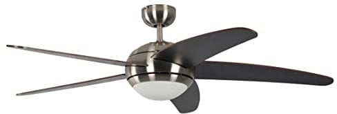 Pepeo Deckenventilator mit Beleuchtung und Fernbedienung Melton, Gehäuse Nickel, Flügelfarbe Wanaque / braun, 132 cm, für Räume bis zu 25m²